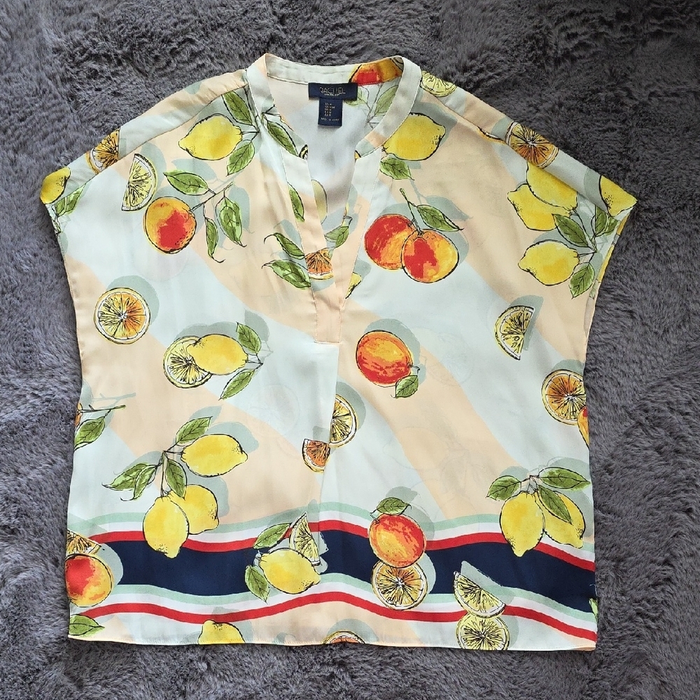 RACHEL Rachel Roy Citrus Print Blouse Light Tuscan Greece Medium